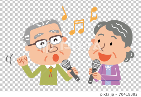 カラオケ 高齢者 デュエット イラスト モノトーン カラオケ 高齢者 デュエット イラスト モノトーン 70419392