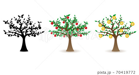 林檎の木お金のなる木 資産収穫のイメージベクターイラストのイラスト素材