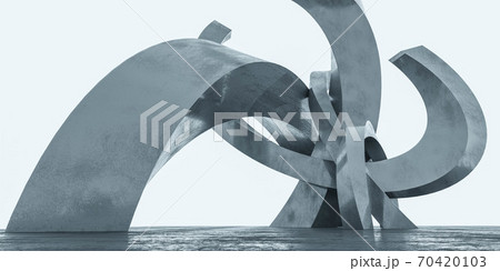 abstract modern design curve architecture 3d render illustration concrete material geometric shapes 70420103