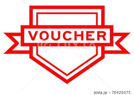 Vintage red color pentagon label banner with word voucher on white background Vintage red color pentagon label banner with word voucher on white background 70420375