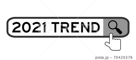 Search banner in word 2021 trend with hand over magnifier icon on white background Search banner in word 2021 trend with hand over magnifier icon on white background 70420376