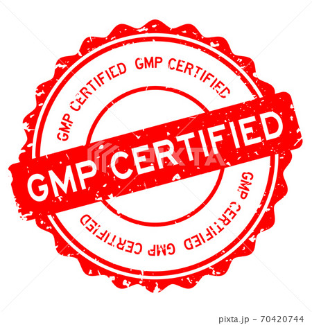 Grunge red GMP (Abbreviation of Good Manufacturing Practice) certified word round rubber seal stamp on white background 70420744