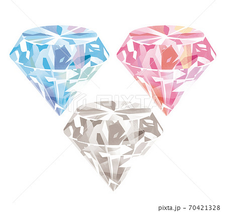宝石のイラスト素材 ダイヤモンドの水彩風イラストのイラスト素材
