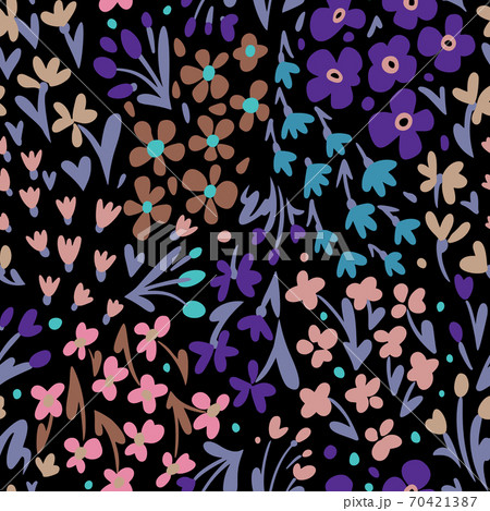 Daisy ditsy repeat pattern. Micro flowers background. 70421387