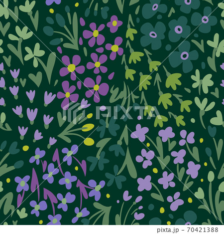 Daisy ditsy repeat pattern. Micro flowers background. 70421388