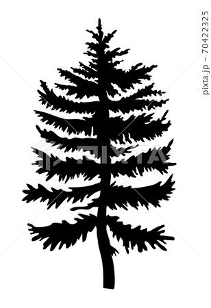 Black silhouette of fir-tree, christmas tree, simple raster icon, nature concept, black tree 70422325