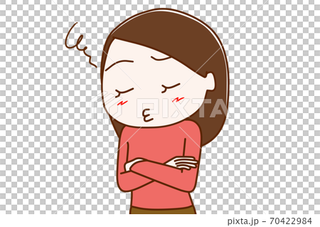 口をとんがらかしてうーんと考え込む女性のイラスト素材 70422984 Pixta