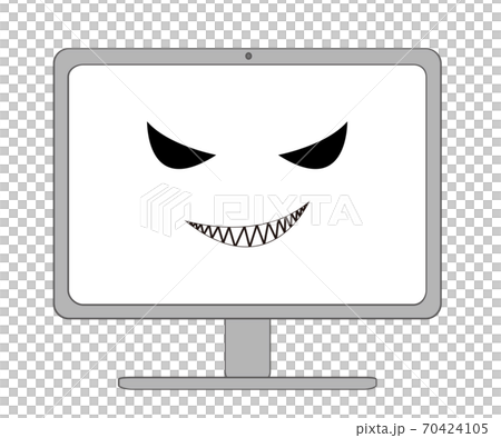 怪しい笑いを浮かべている顔つきのパソコン 怪しい笑いを浮かべている顔つきのパソコン 70424105