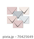 Envelopes in pastel colours, nesting letters in blue, pink, beige colors. Concept of inbox, mailing, writing, subscription and spam. Vector illustration in flat cartoon style 70425649