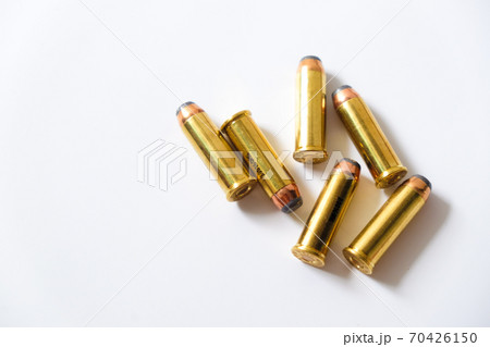 Gun FMJ JHP and JSP bullet on white background Gun FMJ JHP and JSP bullet on white background 70426150