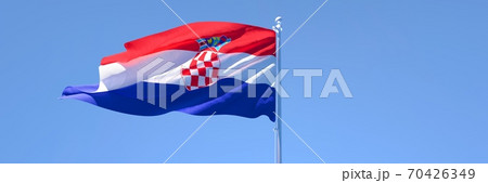 3D rendering of the national flag of Croatia waving in the wind 70426349