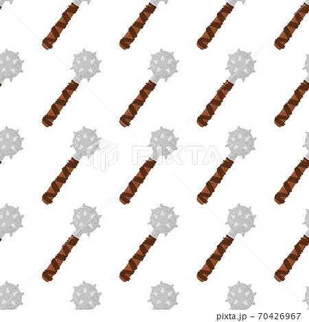 Seamless isolated pattern with simple mace ornament. Heavy weapon with spikes print on white background. 70426967