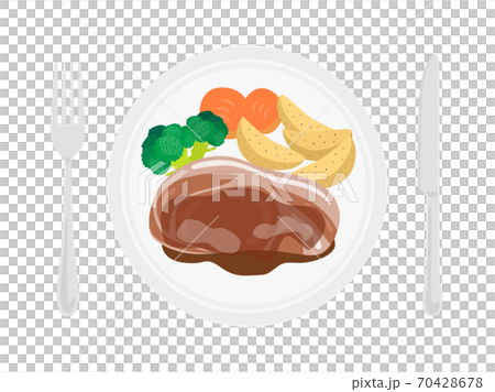豬肉牛排在盤子上的插圖 豬肉牛排在盤子上的插圖 70428678