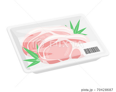 パックに入った豚肉のイラストのイラスト素材