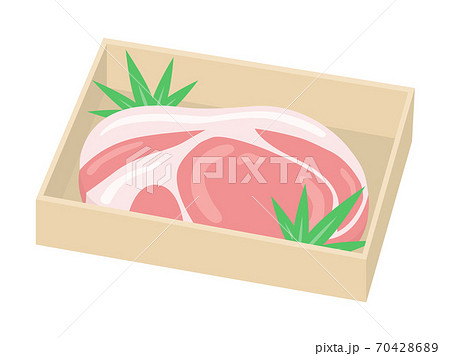 木箱に入った豚肉のイラストのイラスト素材