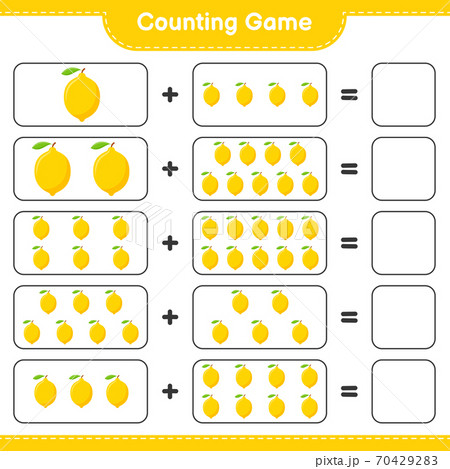 Counting game, count the number of Lemon and write the result. Educational children game, printable worksheet, vector illustration Counting game, count the number of Lemon and write the result. Educational children game, printable worksheet, vector illustration 70429283