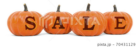 Sale text from carved pumpkins. 70431129