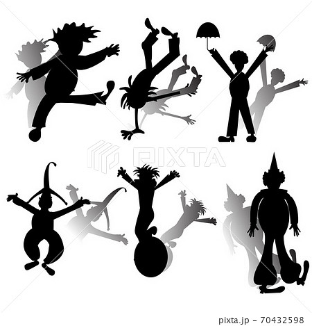 Clown Silhouettes With Shadowのイラスト素材