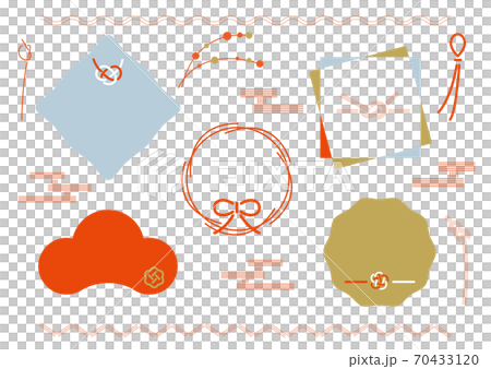 和のフレームとデザイン素材セット 和のフレームとデザイン素材セット 70433120