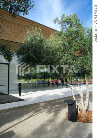CUPERTINO, CALIFORNIA, UNITED STATES - NOV 26th, 2018: Apple Park Visitor Center seen from outside 70434525