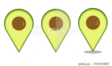 Avocado map pointer navigation icons set. Avocado logo vector template Avocado map pointer navigation icons set. Avocado logo vector template 70434985