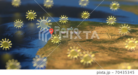Sunny weather icons near Porto city on the map, weather forecast related 3D rendering 70435345