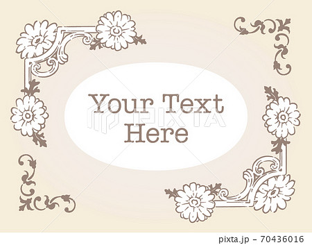 ガーベラの花を使ったアンティークな装飾フレームと装飾エレメント ベクター素材のイラスト素材