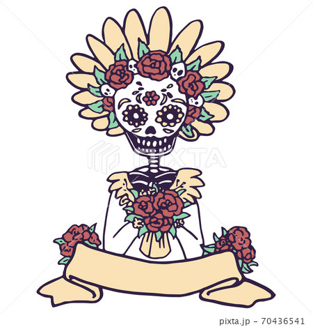 Santa Muerte Banner On White Isolated Backdropのイラスト素材