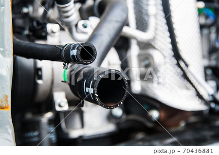 cooling system pipes of a car at a shallow depth of field 70436881