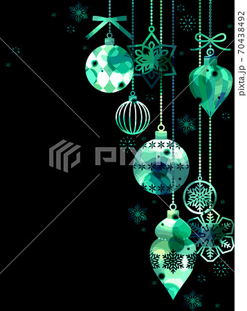 クリスマスオーナメントのイラスト素材 黒背景のイラスト素材