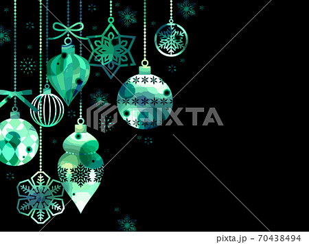クリスマスオーナメントのイラスト素材 黒背景のイラスト素材
