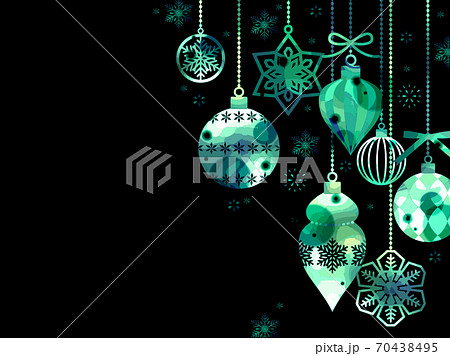 クリスマスオーナメントのイラスト素材 黒背景のイラスト素材