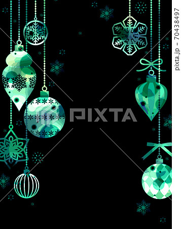 クリスマスオーナメントのイラスト素材 黒背景のイラスト素材