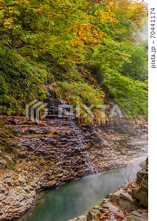 秋田湯沢の秋 紅葉の小安峡 秋田湯沢の秋 紅葉の小安峡 70441174