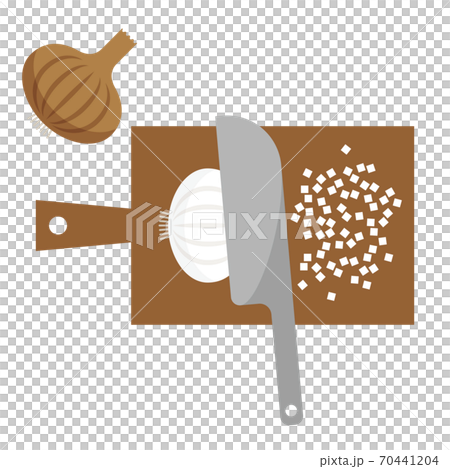 玉ねぎをみじん切りするイラストのイラスト素材