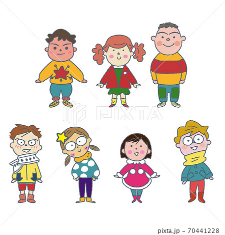 クリスマスを祝う子どもたち　イラスト					 70441228