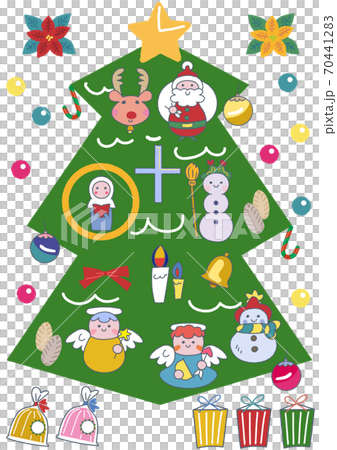 クリスマス 幸福なツリーとオーナメント イラスト のイラスト素材 クリスマス 幸福なツリーとオーナメント イラスト のイラスト素材