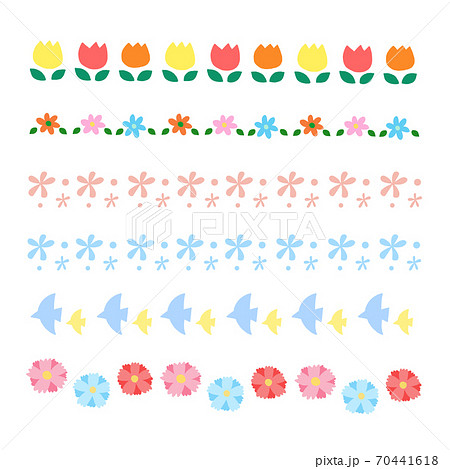 かわいい花のライン素材のイラスト素材