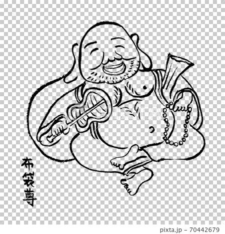 Hand-painted brush monochrome illustration of Takeshi Nunobukuro (Seven Lucky Gods) 70442679