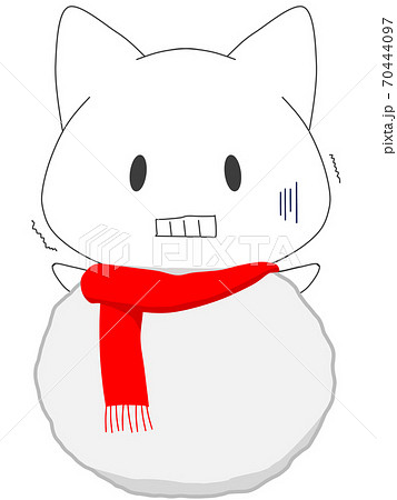 雪だるまになって凍える猫のイラストのイラスト素材