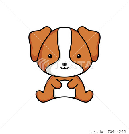 Cute business dog icon on white background. Mascot cartoon animal character design of album, scrapbook, greeting card, invitation, flyer, sticker, card. Flat vector stock illustration. 70444266