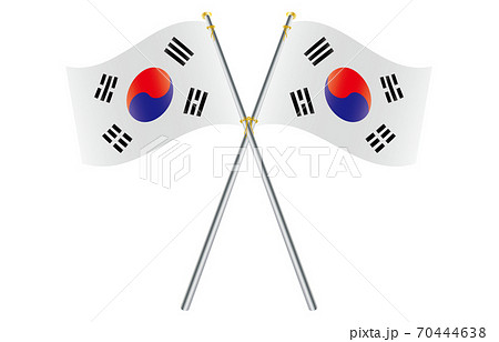 新世界の国旗2：3Verグラデーション波ポールクロス　大韓民国