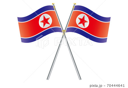 新世界の国旗2：3Verグラデーション波ポールクロス　朝鮮民主主義人民共和国