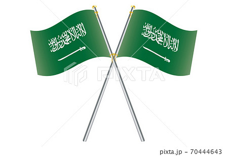 新世界の国旗2 3verグラデーション波ポールクロス サウジアラビアのイラスト素材