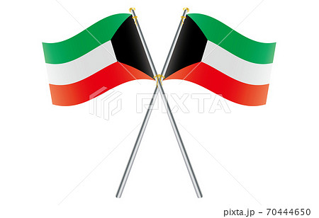 新世界の国旗2：3Verグラデーション波ポールクロス　クウェート