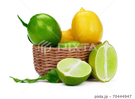 Lemon and lime together isolated on white background Lemon and lime together isolated on white background 70444947