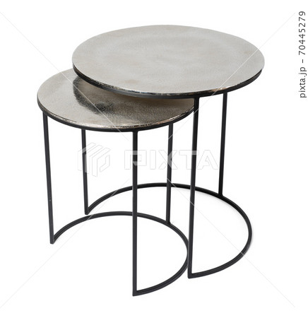 Stylish metal coffee table isolated on white 70445279