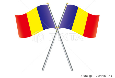 新世界の国旗2：3Verグラデーション波ポールクロス　ルーマニア
