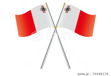 新世界の国旗2 3verグラデーション波ポールクロス マルタのイラスト素材