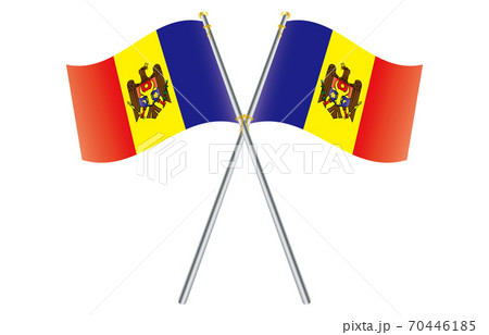 新世界の国旗2：3Verグラデーション波ポールクロス　モルドバ 70446185